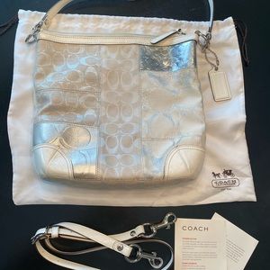 Coach white/silver patchwork style purse